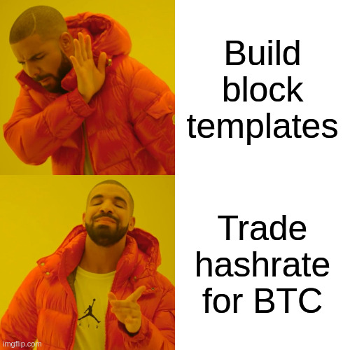 Drake Block templates vs trade hashrate